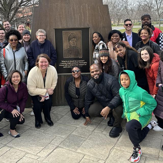 group photo at bus tour